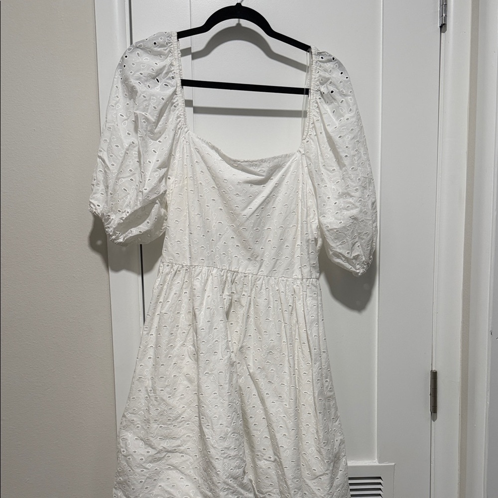 Eyelet White Puff Sleeve Dress